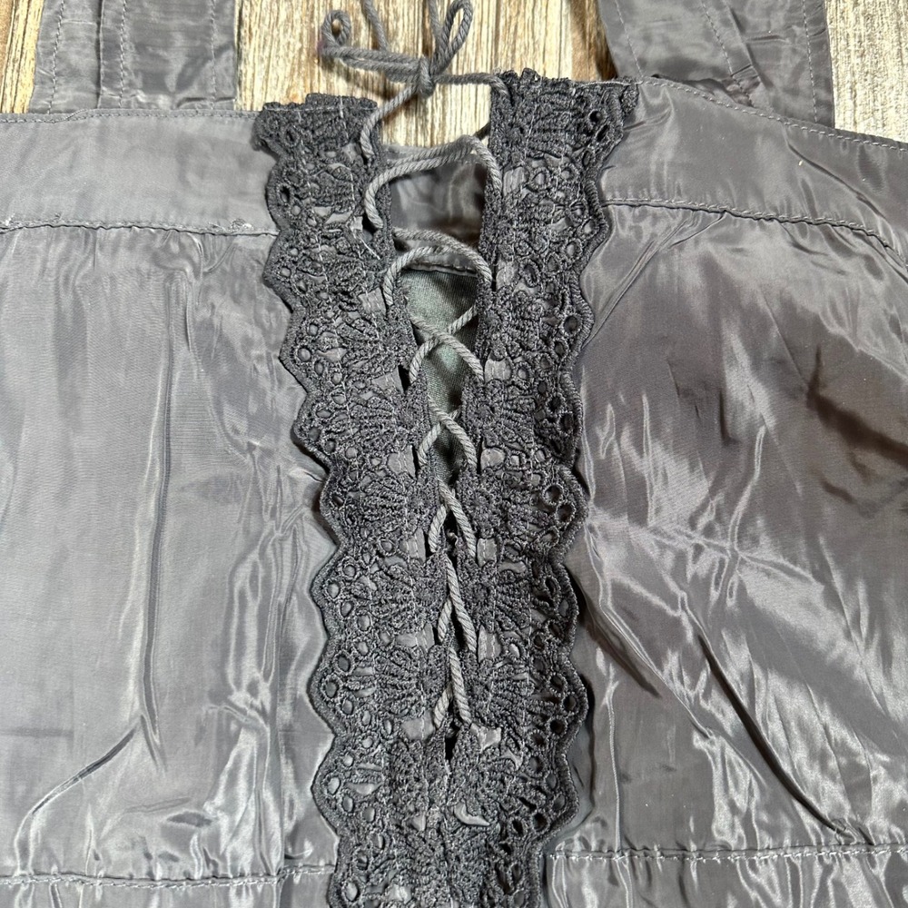 Pretty Angel Dress Womens Large Gray Silk Blend Beaded Ruffle Sleeveless - Picture 10 of 11